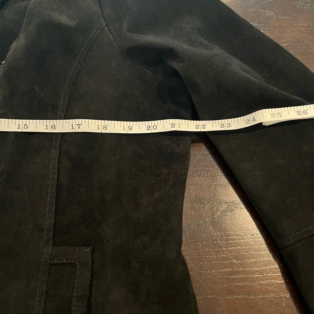 Isaac Mizrahi Black Suede Leather Motto Jacket